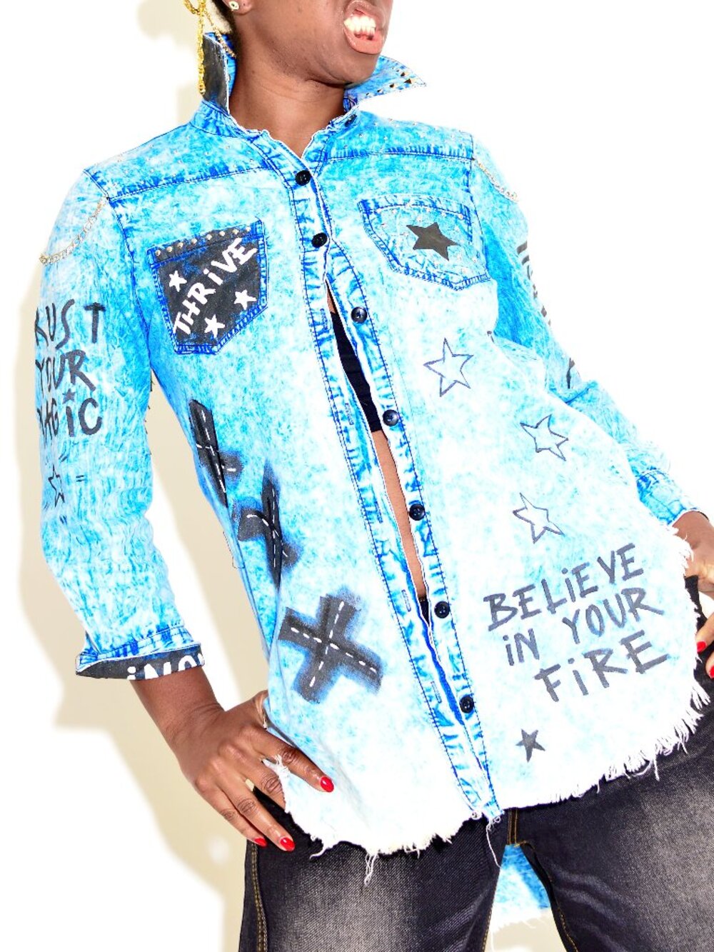 One-of-a-Kind Hand Painted Denim Jacket | "Evolve" | ANØINT